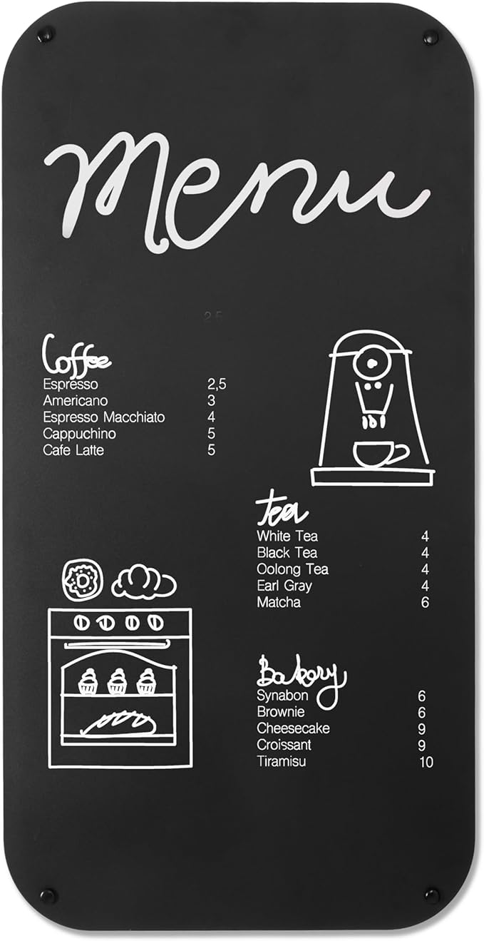 Metal Magnetic Chalkboard for Wall - 17 x 31.5 Inch Large Chalk Board Sign Board for Wall, Magnet Board, Blackboard Food Truck Menu Board for Kitchen, Hanging Signs - Rectangular
