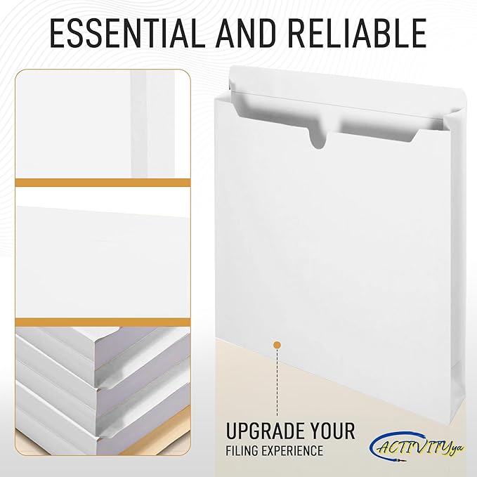 White File Jackets, 2 Inch Expansion, Letter Size, Reinforced Straight-Cut Tab, 6 Pack