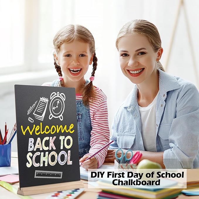 8 x12 Inch Tabletop Chalkboard Sign with Base Stand, 2 Pack Menu Chalk Board Sign Store Food Signs, Message Boards for Party, Wedding, Tables Decoration, Bar and Restaurant