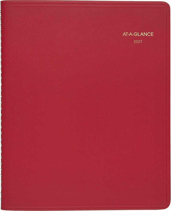 AT-A-GLANCE 2027 Planner, Monthly, 15-Month Jan-Mar, 9" x 11", Unruled Daily Blocks, Red (702501327)