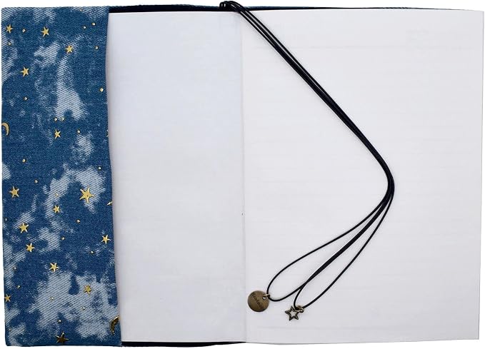 BLBMH A5 Journal Cover | Non-Stretch Fabric Notebook Sleeve with Bookmark, Handmade 5.5x8.3 Washable Privacy Protector for Paperback Bible Hardcover, Gift for Women - Denim