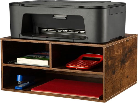 EMERIT Printer Stand Shelf with Storage Wood Desk Paper Organizer for Home/Office, Printer Riser, 2 Tier