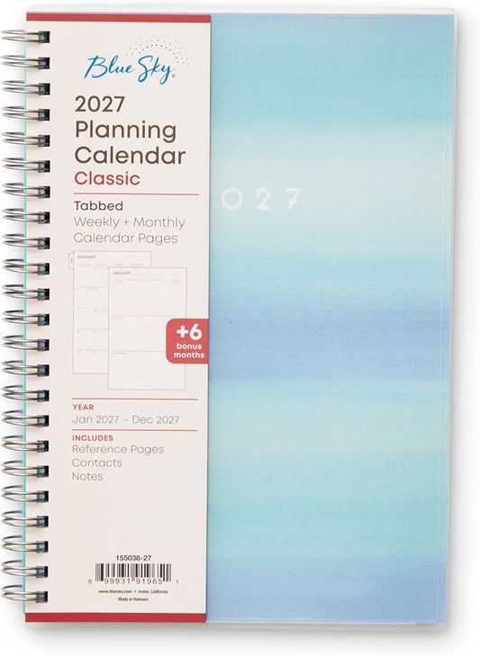Blue Sky 2027 Weekly and Monthly Planner Calendar, January 2027 - December 2027, 5" x 8", Flexible Frosted Cover, Laminated Tabs, Durable Twin Wire Binding, Chloe