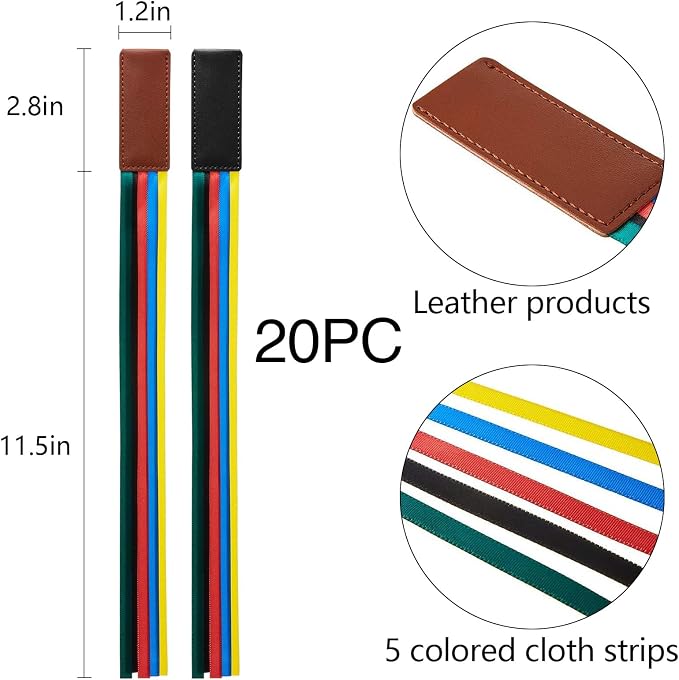 20Pcs Bible Ribbon Bookmark Multi Ribbon Page Marker Bulk Artificial Leather Book Markers,Colorful Ribbon (20)