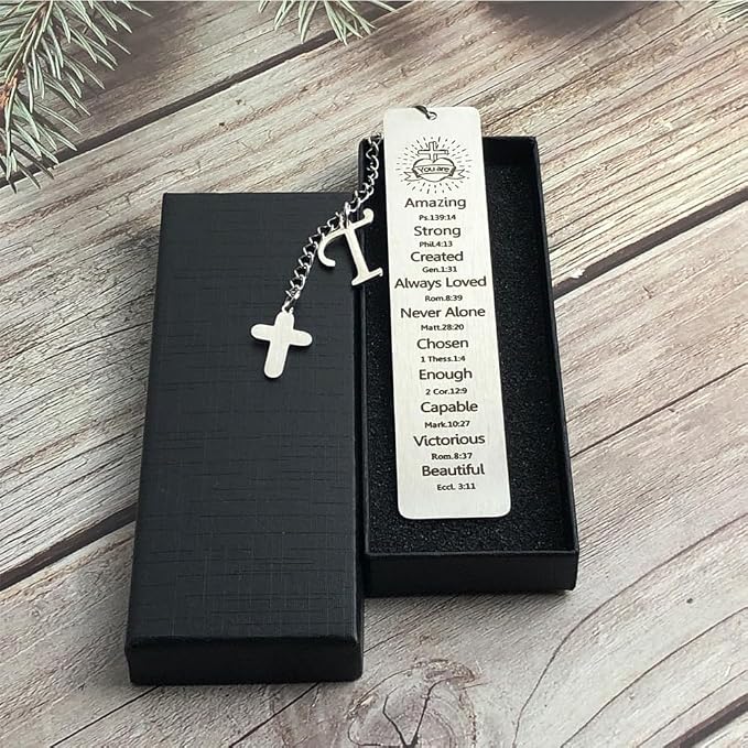 Bible Bookmark for Women Book Lovers Sister Christian Book Marker Gifts for Reader Teens Girls Baptism Birthday Christmas Gift for Coworker Students Bookish Easter Gifts (Silver-T)