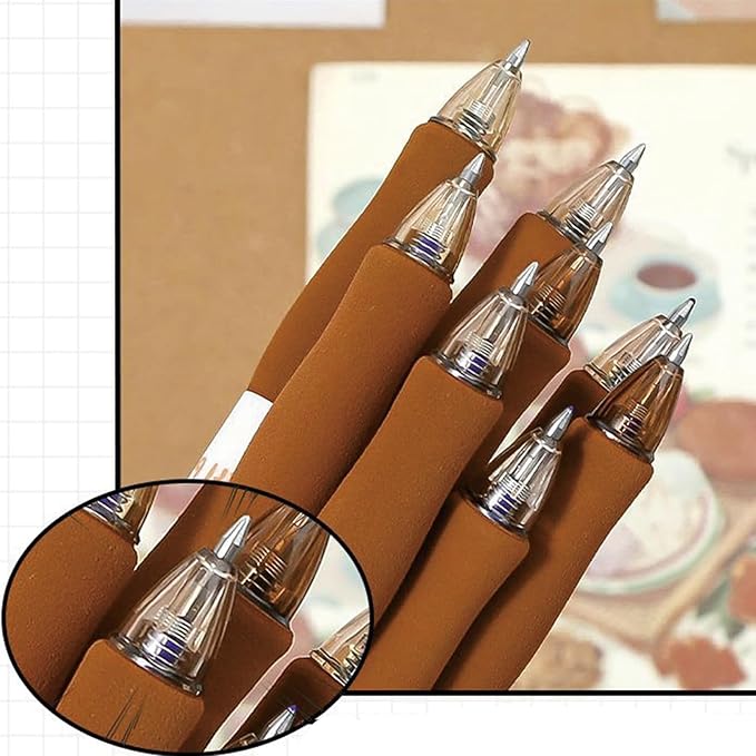 MOZXIRZ 4 Pcs Erasable Gel Ink Pens Retractable Pens Cute Bear Pens 0.5mm Fine Point Pen Office School Supplies Women Pen (Black Ink-Coffee Bear)