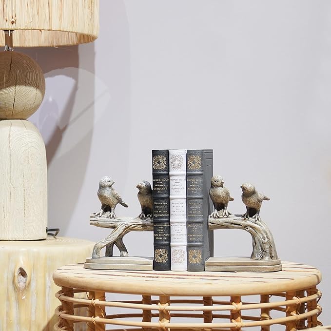 Decorative-Bookends Birds Book-Ends Heavy Duty - Unique Book Ends to Hold Books Heavy Duty Antique Book Stoppers for Shelf Office Desk Books Stand Organizer 2.3 LBS 4.75 * 4 * 6 in Newman House Studio