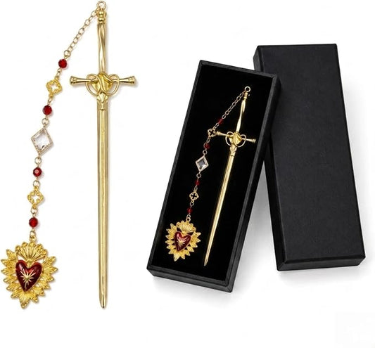 Fantasy Sword Heart Bookmark - Charm Metal Book Mark Gift Unique Aesthetic Page Marker for Reading Lover Women Student Teacher Bookworm Reader Birthday School Office Graduation Accessories