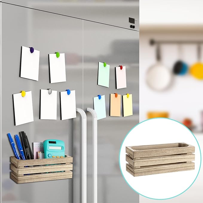 Tatuo 4 Pack Magnetic Whiteboard Marker Holder Burnt Wood Dry Erase Marker Holder for Whiteboard, Desktop Office Supplies Organizer Crates(Burly Wood)