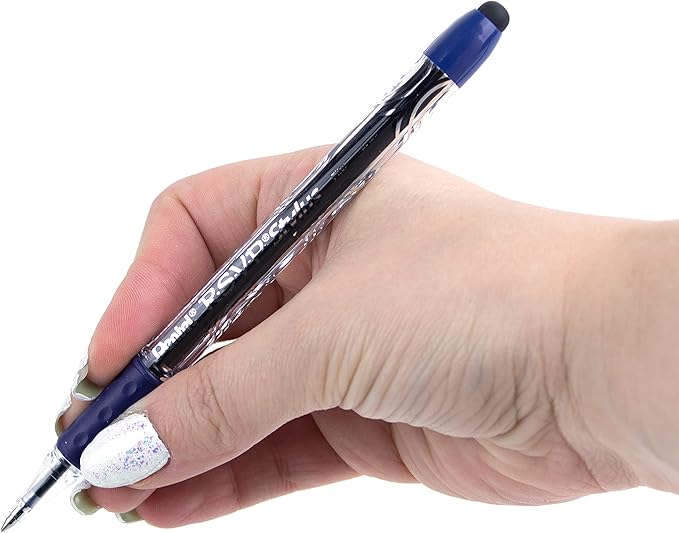Pentel RSVP STYLUS Ballpoint Pen, Fine Line, Blue Ink (BK90L-C)