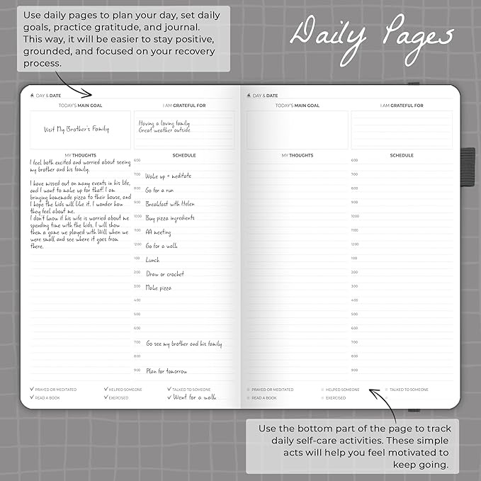 Clever Fox Addiction Recovery Journal Large – Guided Sobriety Workbook for Alcohol, Drug, Gambling, Eating & Other Addictions – Daily Planner to Support Recovery Progress, 8.3x11” (Black)