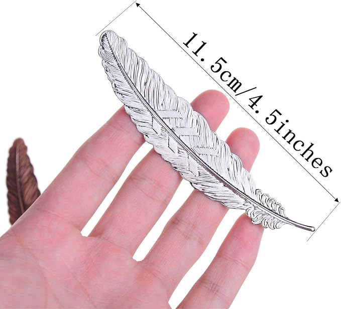 16 Pieces Metal Feather Bookmarks Assorted Vintage Feather Shape Book Marker Feather Ornament Metal Bookmark, Simple Elegant and Thin, Gifts for Book Lovers