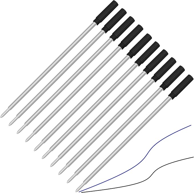 10 Pack, Pen Savings Ballpoint Pen Refills Compatible with Cross Ballpoint Pens, Medium, Bulk Packed (5 Black / 5 Blue)