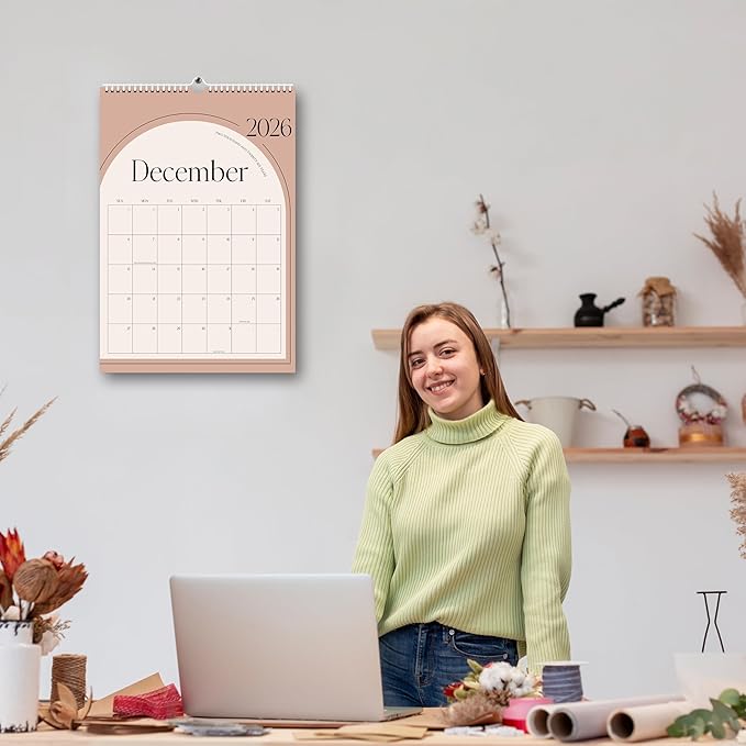 Aesthetic 2026 Wall Calendar - 12 Monthly Calendar from January 2026 to December 2026, 14.5" x 10.5", Modern Vertical Wall Hanging Calendar for Organizing & Planning