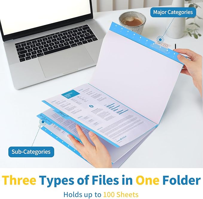 Classification Hanging File Folders with 2 Dividers, Goefun Letter Size Colored Classification Folders 20 Pack, 5 Color Assorted, Designed for Drawer, Cabinet, File Box, with 1/5-Cut Adjustable Tabs