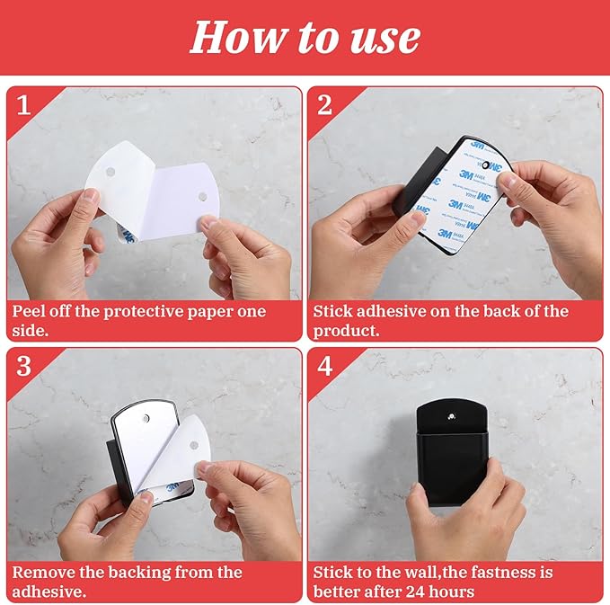 6 Pcs Remote Control Holder Wall Mount, TV Remote Controller Holder - Self Adhesive Marker Holder Wall Mount Pen Holder Storage Organizer for Home Office School