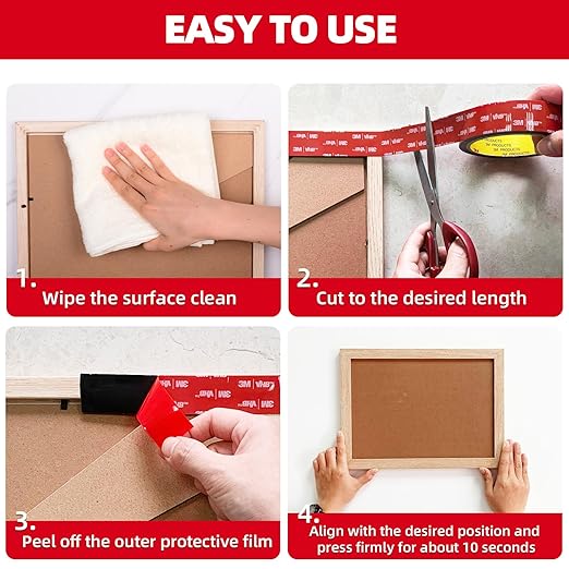 3M Double Sided Tape Heavy Duty 1in x 10ft, Heavy Duty Removable Mounting Tape, Adhesive Strips Double Sided Mounting Tape, Strong Foam Tape for Walls Picture Hanging Poster, Car, LED Strip Light