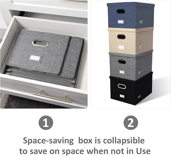 File Organizer Collapsible Storage Box for Office File Box with Lids Document Organizer for Office and Home Easy Slide Durable Hanging File Box (Gray)