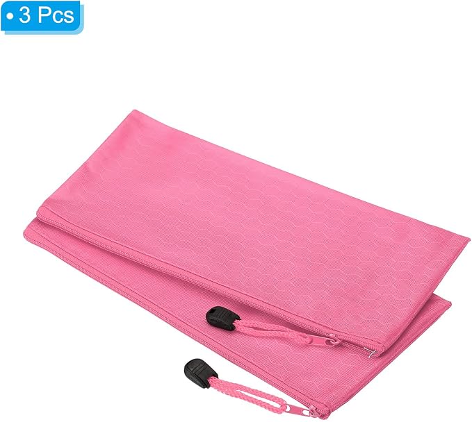 PATIKIL Waterproof Zipper File Bags, 3 Pack A6 Document Holders Pencil Pouch for Office, Pink