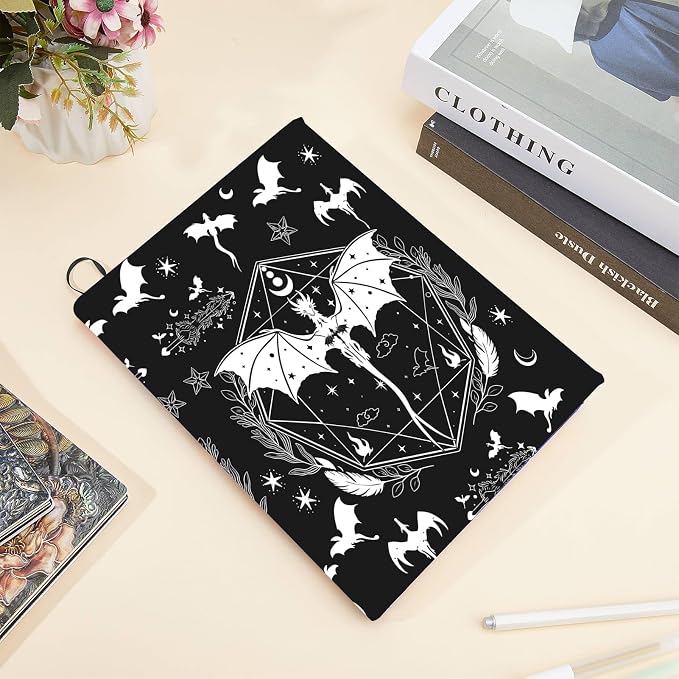 CRASPIRE Dragon Stretchable Book Cover Black Jumbo Fabric Reusable Washable Large Nylon Book Protector Elastic Notebook Wraps Suitable for Large Paperbacks Textbook Bookish Hardcover Book Lovers