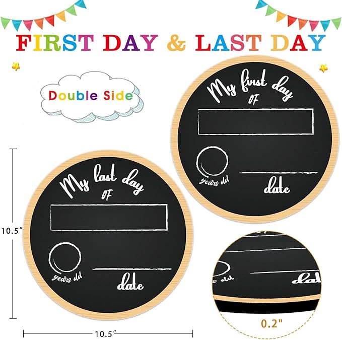 FaCraft First Day of School Sign Board - Doubles Sided Back to School Chalkboard for Kids Son Daughter Erasable 1st Day of Preschool/Pre-K/Kindergarten Supplies Reusable Photo Prop Gifts Sign