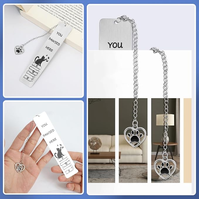 Cat Bookmark, Kaluofan Book Marks for Reading, Cute Bookmarks for Kids Book Lovers Cat Lovers, Cat Gifts for Women Metal Bookmark for Bookworms Friends Teachers, School Home Office Reading Stationery