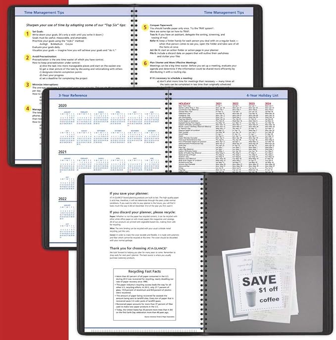 2021 Weekly & Monthly Appointment Book & Planner by AT-A-GLANCE, 8-1/4" x 11", Large QuickNotes, Black (769500521)