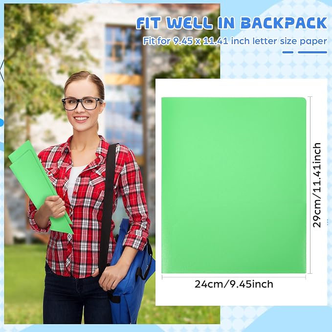 1 Pcs Heavy Duty Plastic Folders 2 Pocket File Folder Fit Letter Size for Home Office School Communication Presentation Report Sheet Protectors (Green)