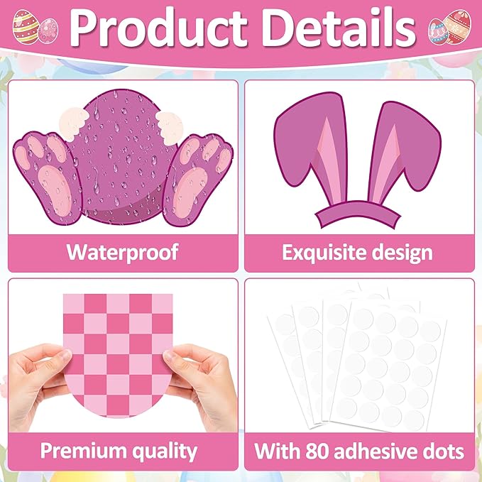 Easter Bulletin Board Set Egg Bunny Cutout DIY Picture Frame Crafts We are So Hoppy You are Here Bulletin Board Set Spring Easter Holiday Teacher School Door Wall Chalkboard Supplies