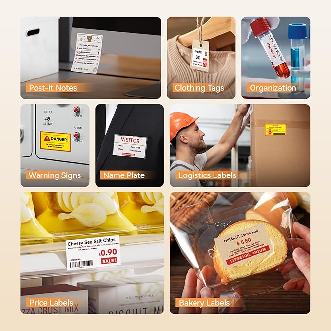 NIIMBOT Refill Label- 300DPI Red & Black Dual Color Sticker Paper Yellow Line (1.5"x2.76"/38x70mm) for School, Office, Retail, Baking & Safety Labels - Compatible with Pro Series Label Makers