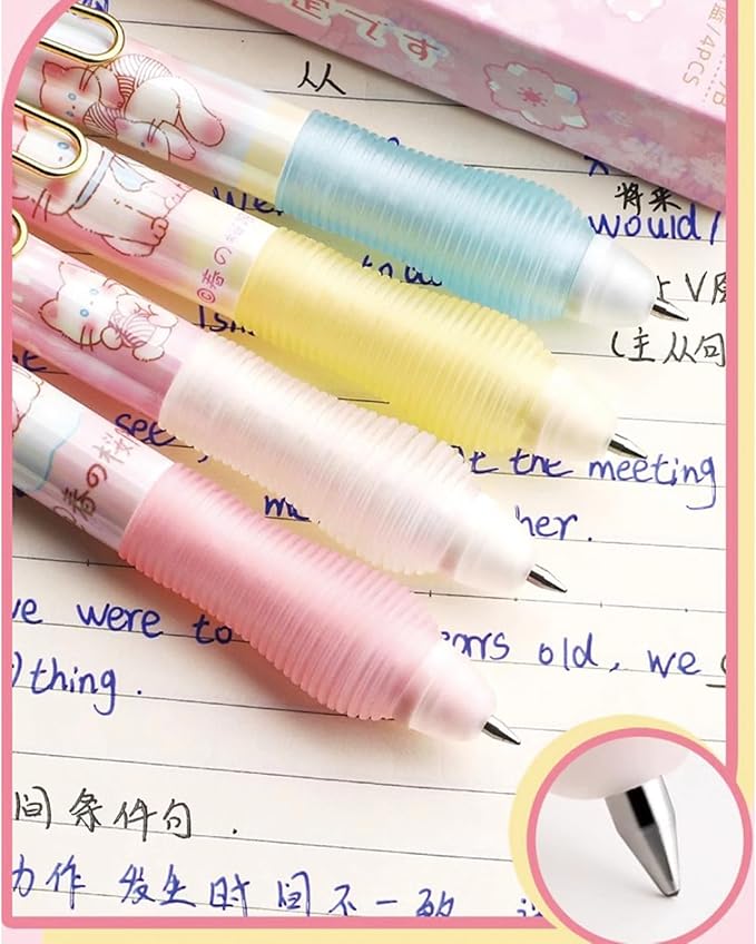 4 Pcs Erasable Pens Retractable Pens Cute Cat Flower Gel Ink Pens Cartoon 3D Pen 0.5mm Smooth Writing Pens Soft Grip Erasable Pen Office School Supplies Women Girls Boys (Black Ink-Cat Flower)