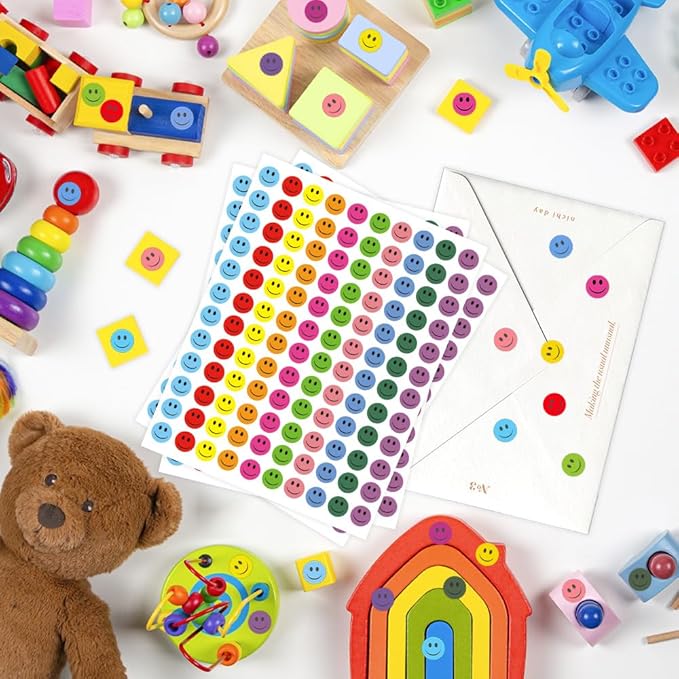 6000 Pcs Smiley Face Stickers, 50 Sheets Small Happy Face Sticker 10 Colors Mini Face Sticker Round Colorful Reward Stickers for Kids Classroom Behavior Chart Decals for Students Teachers Supplies