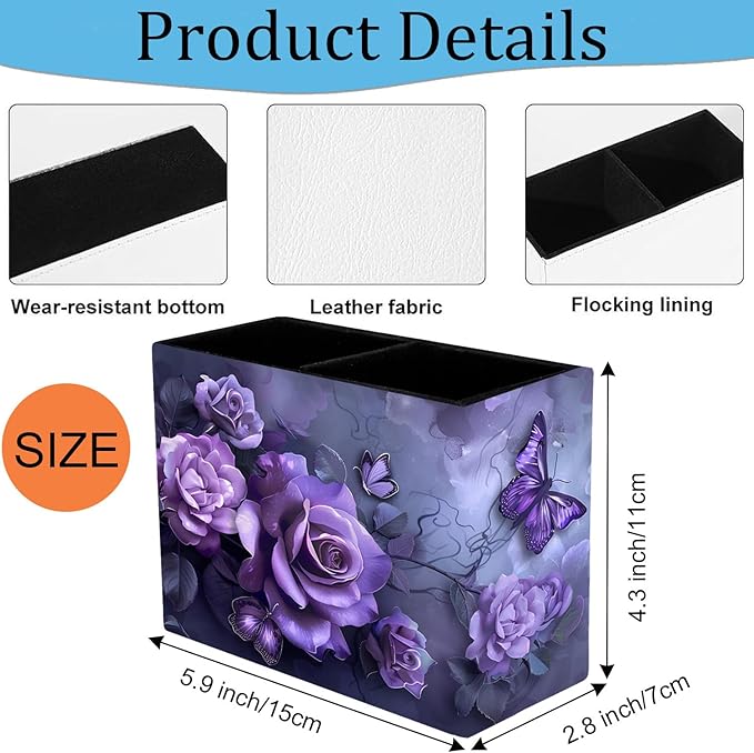 Pen Holder, Pencil Case, Makeup Brush Storage Box, Tableware Storage Box, Suitable for Office Or Home Item Organizing Stand - Purple Rose