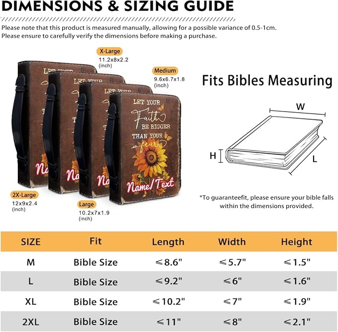 Bible Covers for Women Waterproof Bible Holder Case for Man Portable Bible Protector PU Leather Bible Organizer Bag Large Size - Customizable