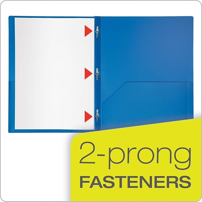 Oxford 2 Pocket Folders with Fasteners, Sturdy Plastic Folders, Letter Size, Asstd. Colors (Blue, Green, Yellow, Orange, Red, Purple), 6 Count (13189) (Pack of 8)