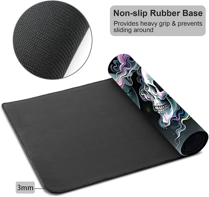 Mouse Pad Gaming Mousepad 31.5x11.8 Inch XXL Large + Coasters,Desk Mat with Stitched Edges, Non-Slip Rubber Base, Thick Mouse Pad for Computer, Laptop, Office & Home - Skull