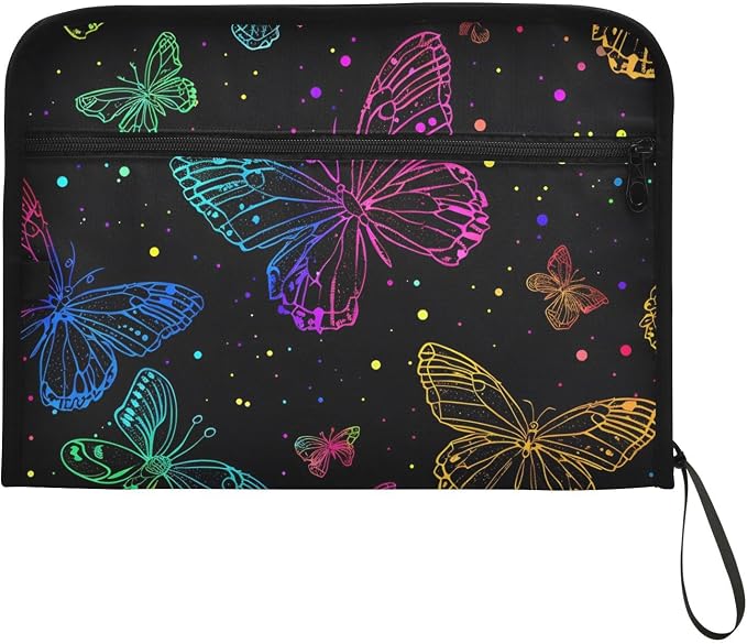 ALAZA Colorful Butterfly Expanding File Folder, 13 Pockets Expandable Document Organizer Folder with Zipper Closure for Home Office A4 Letter Size Paper Document