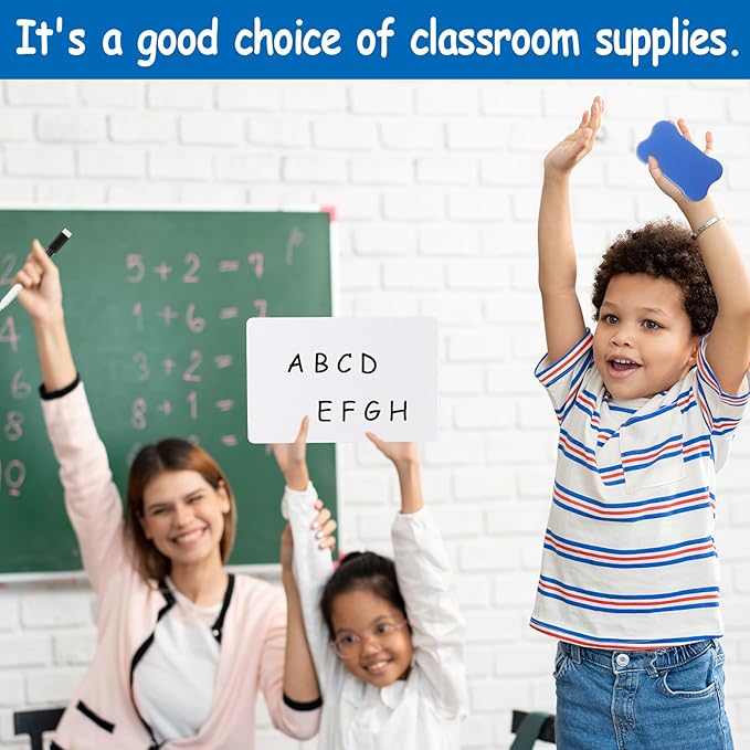 18 Pack Double Sided Dry Erase Boards 6 x 9 inch Double Sided White Boards with 18 Black Markers 6 Erasers Small White Dry Erase Boards for Students Teacher Classroom Supplies (Blank Whiteboard)