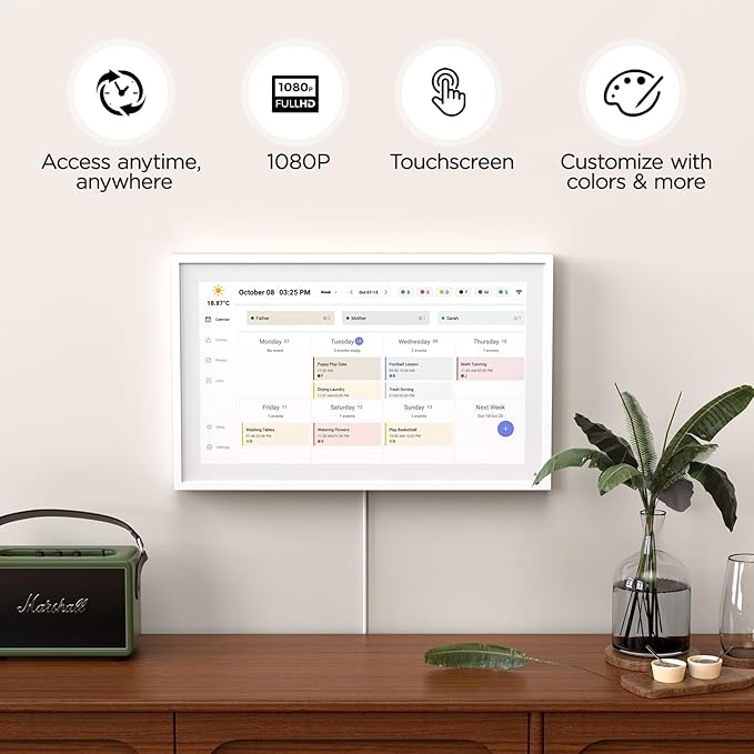 Mezed 15.6" Smart Digital Calendar, Meal Schedule, Duty Chart, HD Smart Touch Screen Home Interactive Electron Calender