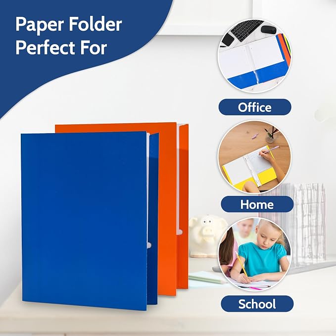100 Pack Green 2 Pocket Paper Folders. EPI Heavy Duty, Bulk Folders with Pockets, Prongs and Business Card Slots. Letter Size Document Organizers. Durable Portfolio for School, College, Office Files