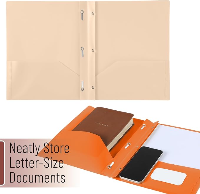 Mr. Pen- Plastic Folders with Pockets and Prongs, 5 Pack, Letter Size, Autumn Earth Colors, Flexible Plastic Folders with Prongs