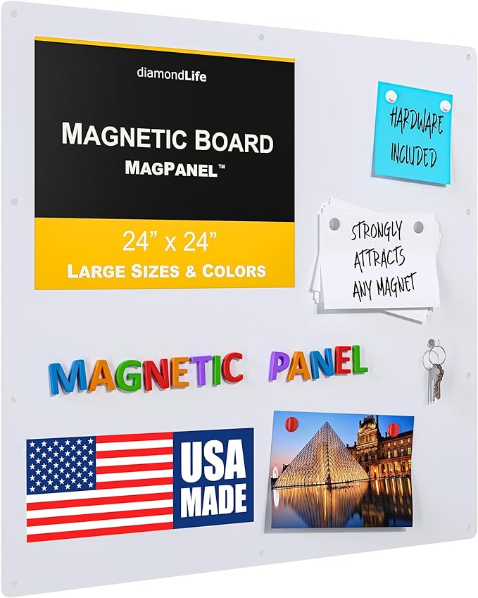 24"" x24 - Magnetic Board - Memo & Vision Board for Home, Office, and Classroom - Magnet Board for Kids - Pre-drilled Mounting Screws Included