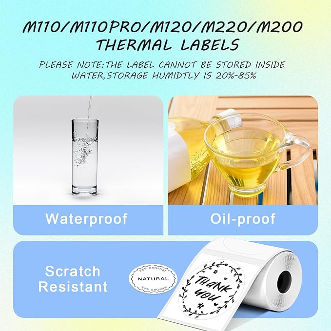 Round Circle Thermal Label Compatible with Phomemo M100/M110/M150/M221/M220/M120/M200/M250 Label Printer,1.96" x 1.96"（50x50 mm, 200 Labels/Roll, Black on White