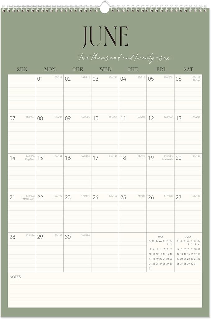 GuassLee Large Wall Calendar 2026-2027,22"x 15" Vertical Jumbo Desktop/Wall Calendar from Jun. 2026 to Dec. 2027,19-Month Hanging Planner with Julian Date for Office Home Organizing