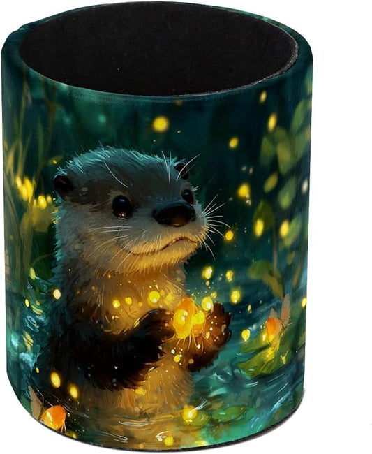 Cute Otter Leather Pen Holder for Desk, Multifunctional Desktop Organizer Pencil Cup, Desktop Caddy Stationery Organizer for School Home Office Desk Accessories