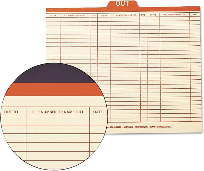 Smead Out Guide Printed Forma Style, 1/5-Cut Tab Center Position, Guide Height, Letter Size, Manila, 100 per Box (51910)
