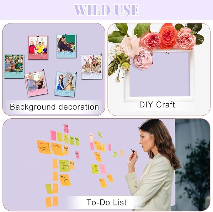 Purple Lavender Bulletin Board Roll Pastel Purple Reusable Waterproof Erasable Background Poster Non-Woven Fabric Bulletin Board Wrapping Paper for Mother's Day Easter Classroom Decor 15.55inx12ft
