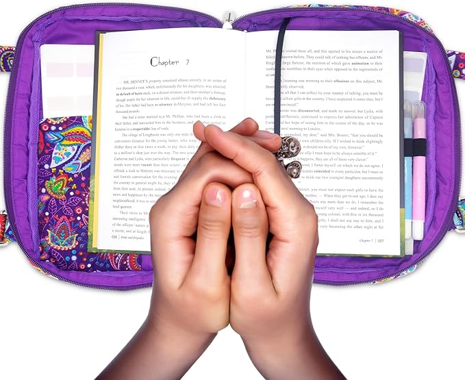 Bible Cover for Women with Adjustable Straps, Extra Large Study Bible Carrying Case Bag with Zip Pocket, 11.3x8.3x2.7 Inches