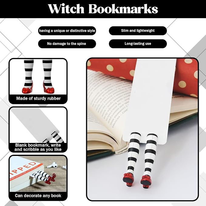 Wicked Witch Bookmark, Wicked Witch Legs with Ruby Slippers Book Mark, Wicked Bookmark Slippers for Book Lovers Gifts Gift Ideas
