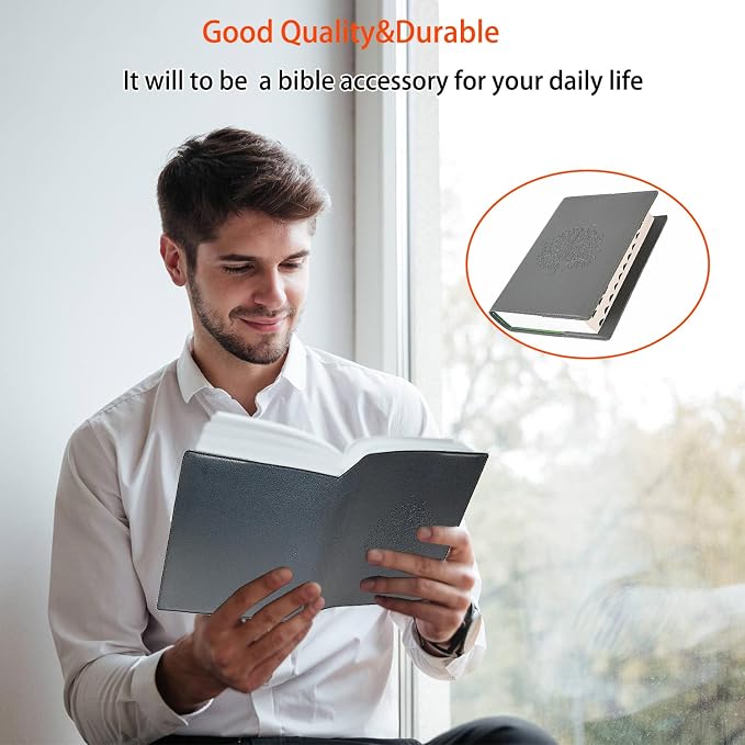 Bible Cover Case for Women and Men, Leather Bible Bag Suitable for 7.2"x10.2"x1.5" Standard Size Bible Protective Classic(Gray,Large,7.2"x10.2"x1.5")